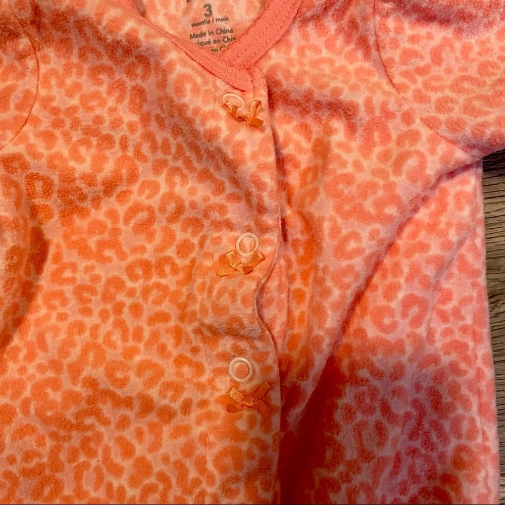 Carter’s Animal Print Fleece Footie Onesie Girls 3mo